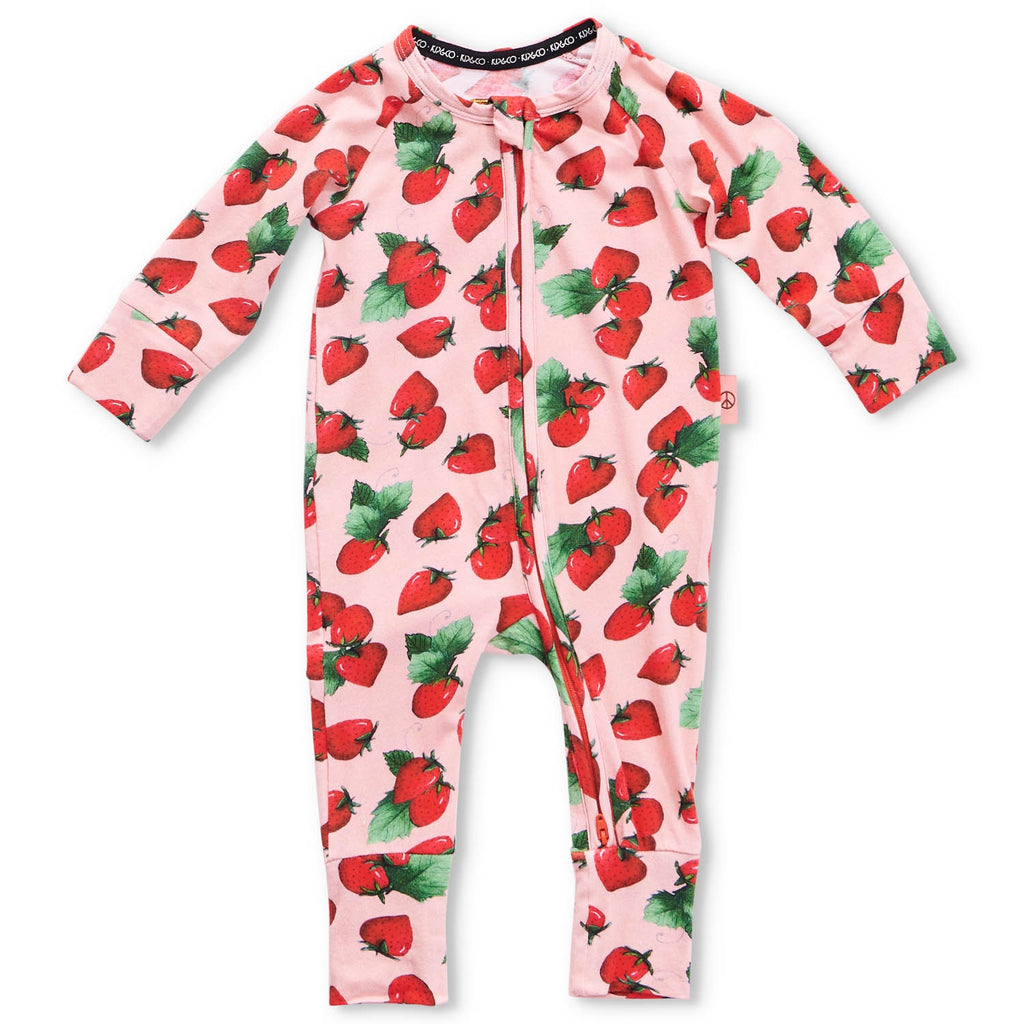 Strawberry Delight Organic L/S Zip Romper