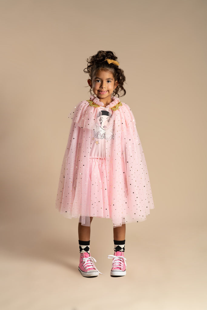Starry Pink Tulle Cape (one size)