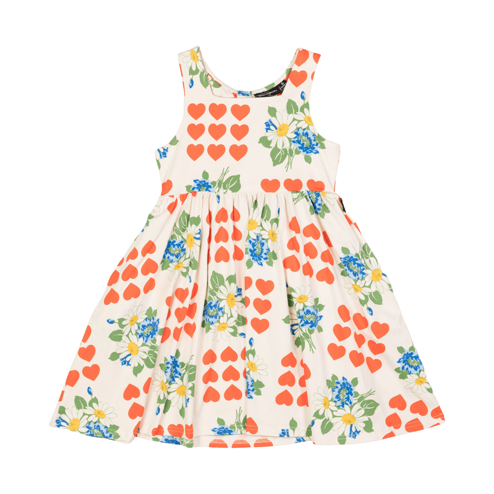 Floral Hearts Dress with Tie Back