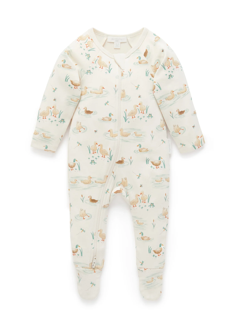 Thick Zip Grow suit - Ducky Print