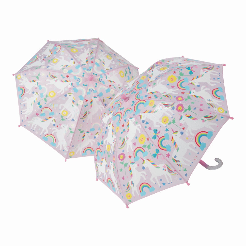 Colour Change Umbrella Pink Unicorn Rainbow