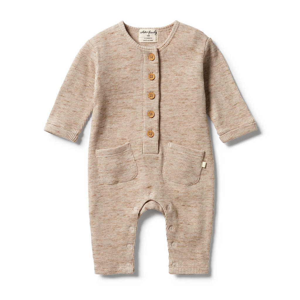 Waffle Slouch Growsuit - Oatmeal Fleck