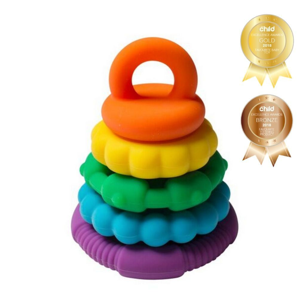 Rainbow stacker and teether toy - bright rainbow