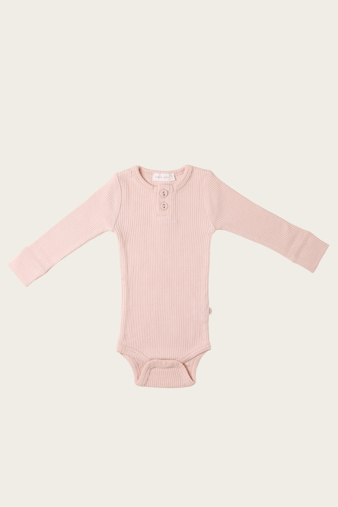 Organic Cotton Ribbed Bodysuit: Rose Bloom