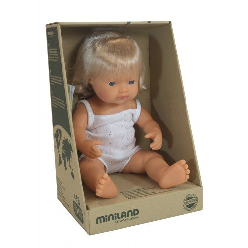 Miniland Doll - Anatomically Correct Baby, Caucasian Girl, 38 cm