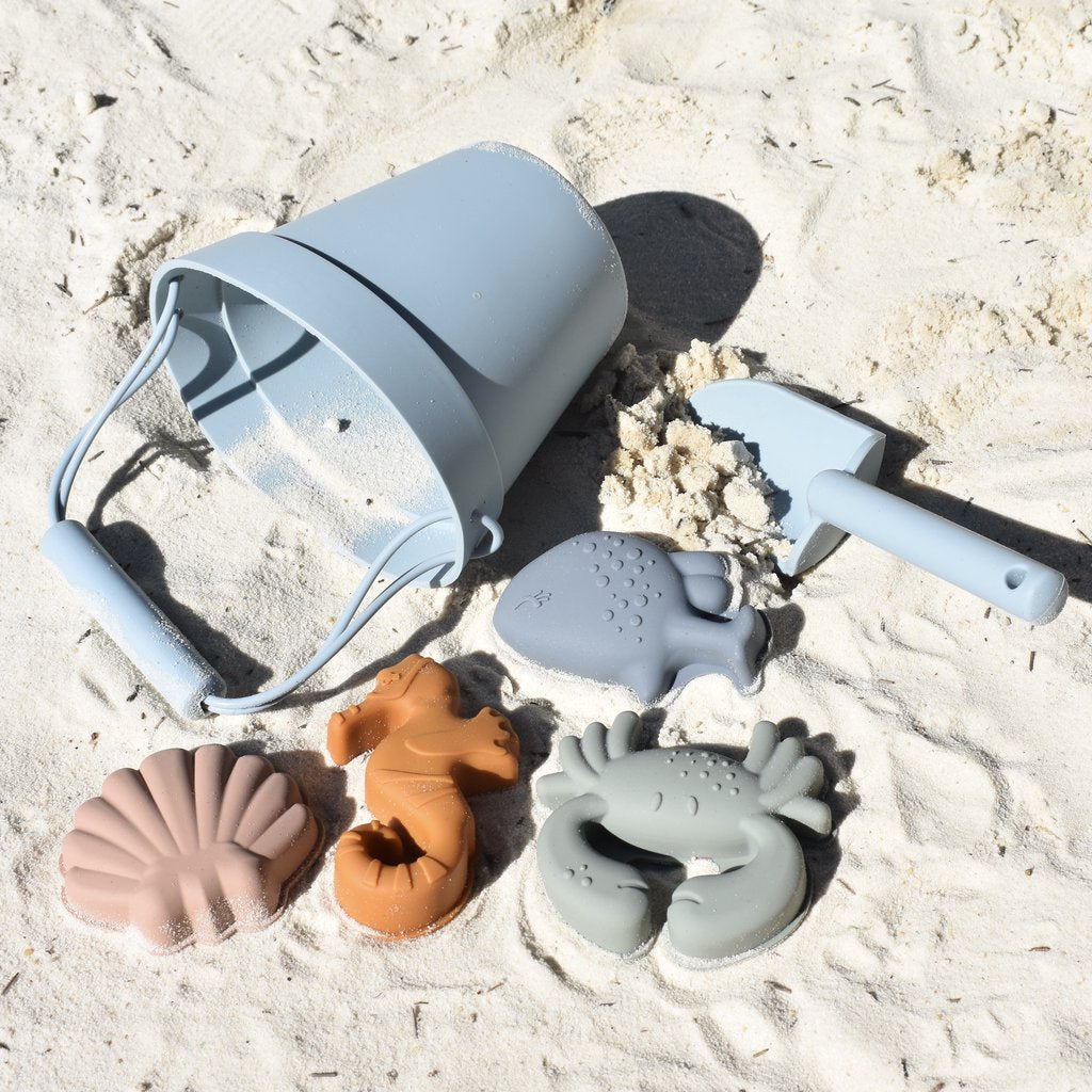 Silicone beach set: Bucket, spade & sand moulds - Ether