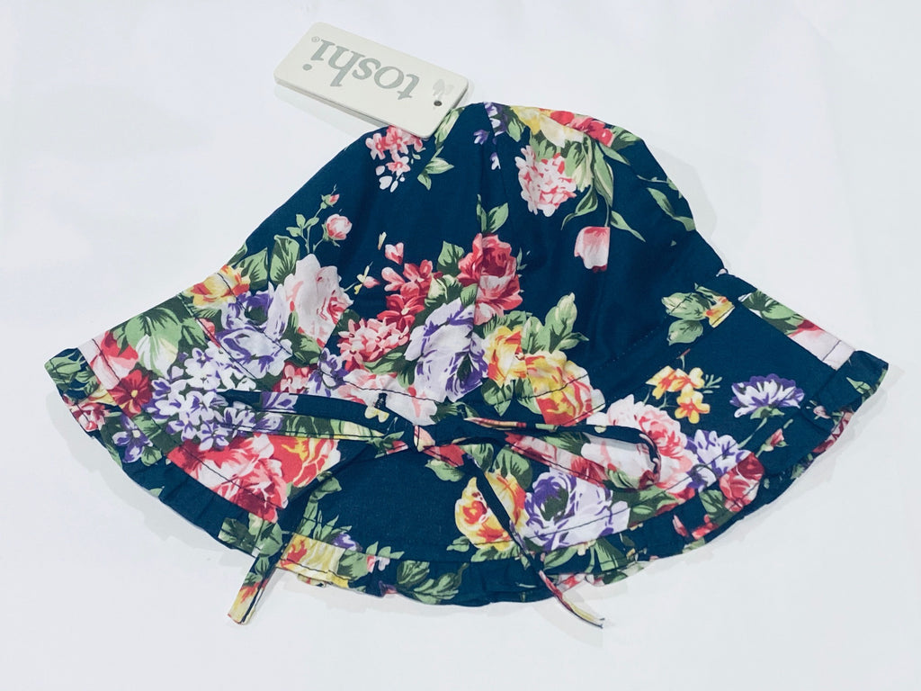 Navy floral bell hat