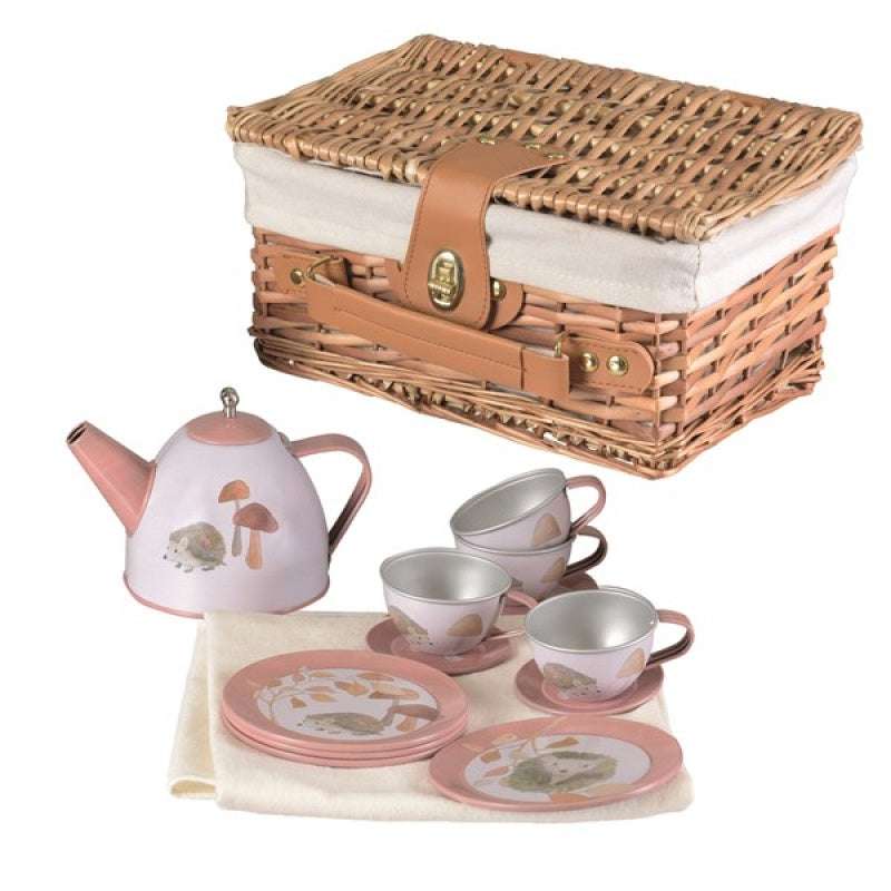 Hedgehog wicker basket tea set