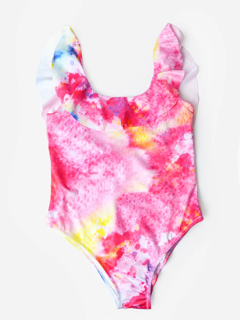 Tie Dye Ruffle Swimsuit