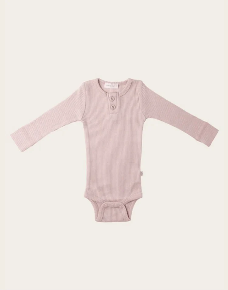 Organic Cotton Ribbed Bodysuit: Old Rose